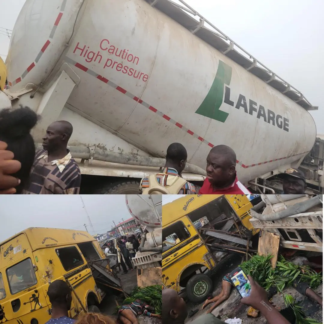 A fatal road accident involving a truck reportedly принадлежащий Lafarge Africa Plc has claimed the lives of three people, including two