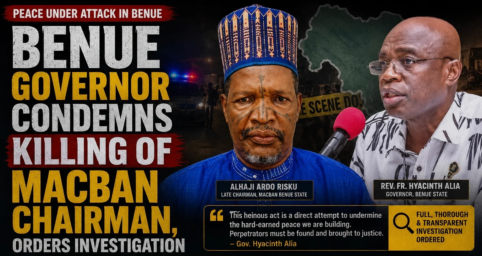 Benue leaders condemn murder of MACBAN chairman, appeal for calm