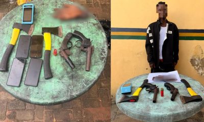 21-year-old arrested with suspected human hand, weapons in Lagos