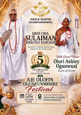 Ooni’s wife, Queen Ashley Ogunwusi, to grace Olofin’s 5th coronation anniversary