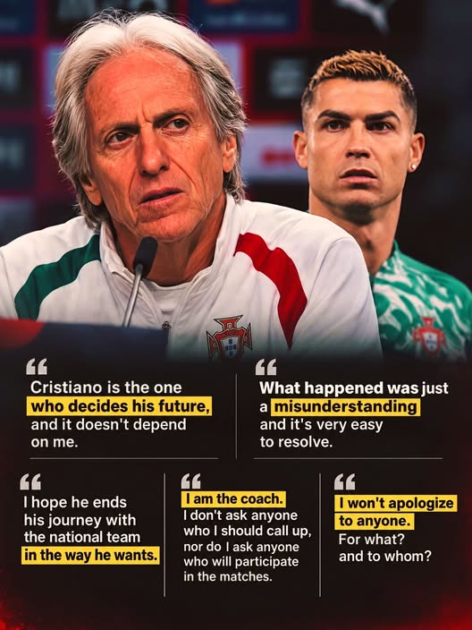 Jorge Jesus refuses to apologise to Ronaldo over Portugal row