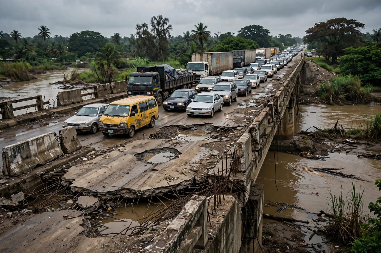 Deplorable Ovia River Bridge: A death trap waiting to swallow love ones.